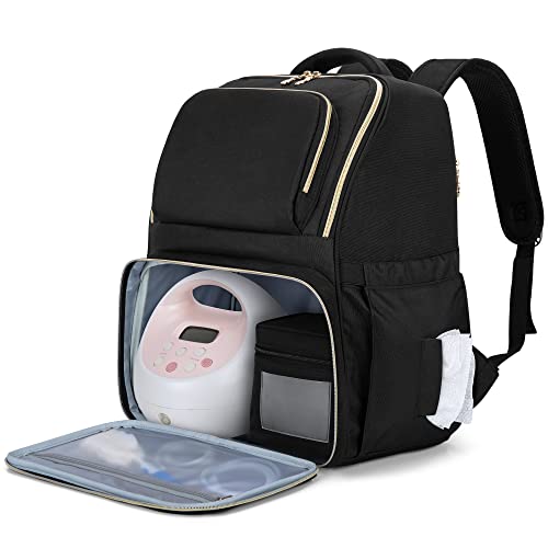 BAFASO Breast Pump Bag with Laptop Sleeve, Breast Pump Backpack Compatible with Spectra S1, S2 and Most Breast Pump Brands (Bag Only), Black