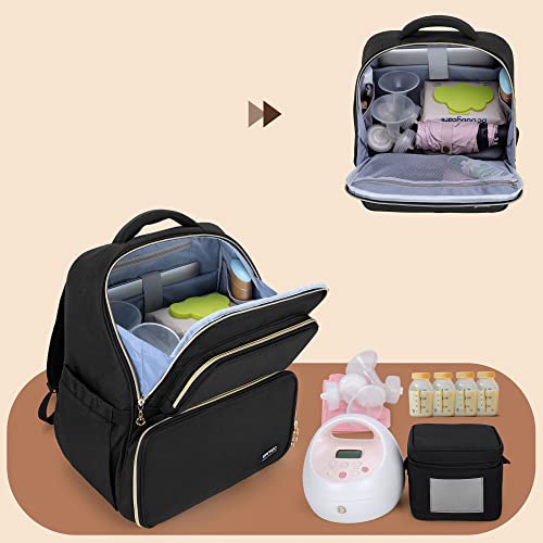 BAFASO Breast Pump Bag with Laptop Sleeve, Breast Pump Backpack Compatible with Spectra S1, S2 and Most Breast Pump Brands (Bag Only), Black