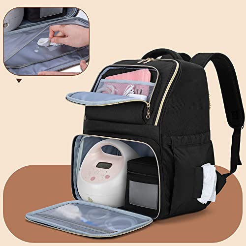 BAFASO Breast Pump Bag with Laptop Sleeve, Breast Pump Backpack Compatible with Spectra S1, S2 and Most Breast Pump Brands (Bag Only), Black