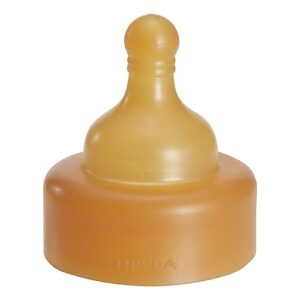 hevea wide neck baby bottle nipple - slow flow glass bottle nipple for newborn babies - single-pack - 100% natural rubber 0+ months