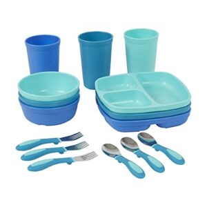 ecr4kids my first meal pal combo set, children's tableware, tropical, 15-piece