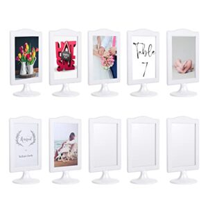 myraculo double sided standing picture frames 4x6 2 side frame pedestal picture frames bulk plastic white photo frames set for display (10 pack)