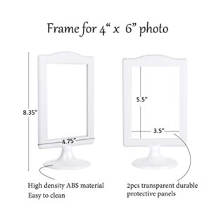 Myraculo Double Sided Standing Picture Frames 4x6 2 Side Frame Pedestal Picture Frames Bulk Plastic White Photo frames Set for Display (10 pack)