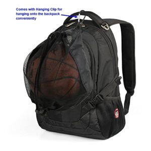 Cosmos Single Ball Bag Mesh Carry Bag Sport Game Ball Storage Bag Drawstring Sackpack Sling Back Bag for Carrying Basketball Volleyball Rugby Ball Soccer Football, Also as Swim Bag Gym Bag Sports Bag