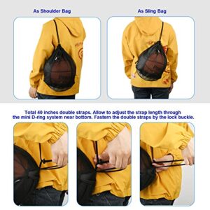 Cosmos Single Ball Bag Mesh Carry Bag Sport Game Ball Storage Bag Drawstring Sackpack Sling Back Bag for Carrying Basketball Volleyball Rugby Ball Soccer Football, Also as Swim Bag Gym Bag Sports Bag