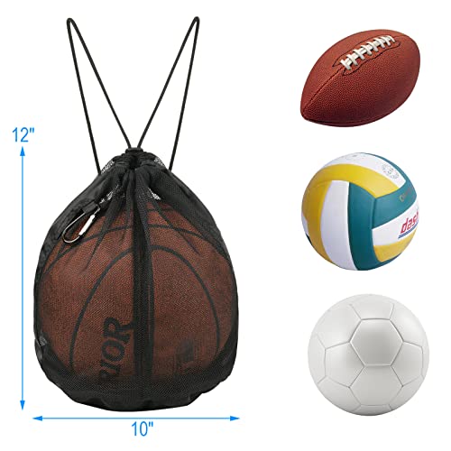 Cosmos Single Ball Bag Mesh Carry Bag Sport Game Ball Storage Bag Drawstring Sackpack Sling Back Bag for Carrying Basketball Volleyball Rugby Ball Soccer Football, Also as Swim Bag Gym Bag Sports Bag