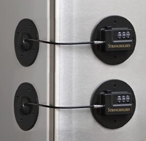 refrigerator lock combination, fridge lock combo - take care of your family with strongholden - no keys needed - just stick it (black & round, 2pcs)