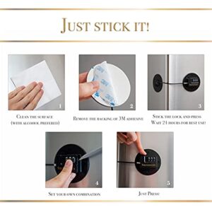 Refrigerator Lock Combination, Fridge Lock Combo - Take Care of Your Family with Strongholden - No Keys Needed - Just Stick It (Black & Round, 2pcs)