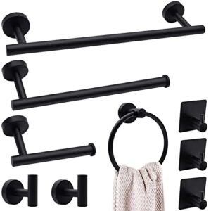 lckppt 9-piece matte black bathroom hardware accessories set, bath towel bar set, towel racks for bathroom wall, stainless steel