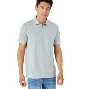 dkny men’s polo shirt – cotton mens short sleeve polo shirts | no curl collar quick dry regular fit moisture-wicking golf shirt for men (sizes: s-2xl) heather grey