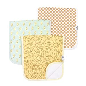 baby burp cloth large 21''x10'' size premium absorbent triple layer 3-pack gift set"vance" by copper pearl