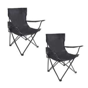 yssoa portable folding black camping chair, 2-pack