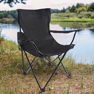 YSSOA Portable Folding Black Camping Chair, 2-Pack