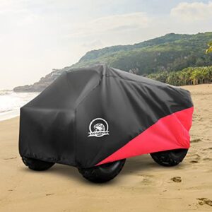 COVERVIN ATV Cover, Heavy-Duty Waterproof Oxford Fabric Protective 4 Wheeler Quad Cover Durable All-Weather, for 82-Inch Most Four-Axle Vehicles,Kawasaki Honda Polaris Yamaha (XL, Red)