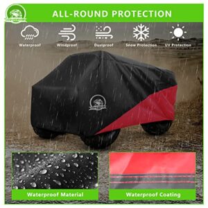 COVERVIN ATV Cover, Heavy-Duty Waterproof Oxford Fabric Protective 4 Wheeler Quad Cover Durable All-Weather, for 82-Inch Most Four-Axle Vehicles,Kawasaki Honda Polaris Yamaha (XL, Red)