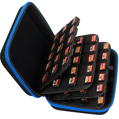 ButterFox 32-120 Switch Game Case for Nintendo Switch, Switch Game Card Storage Holder or SD Memory Card Case (120 Blue/Black)