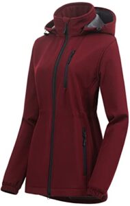 chrisuno women's windproof thermal softshell cycling running winter jacket biking cold weather raincoat burgundy s