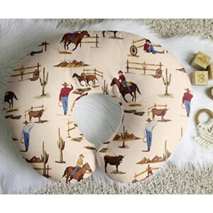 Sweet Jojo Designs Wild West Cowboy Nursing Pillow Cover Breastfeeding Pillowcase for Newborn Infant Bottle or Breast Feeding (Pillow NOT Included) - Red Blue Tan Western Southern Country Horse
