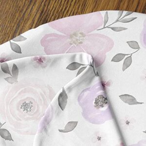 Sweet Jojo Designs Watercolor Floral Nursing Pillow Cover Breastfeeding Pillowcase for Newborn Infant Bottle Breast Feeding Pillow NOT Included Lavender Purple Pink Grey Boho Shabby Chic Rose Flower