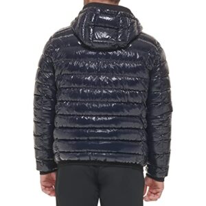 Calvin Klein Men's Hooded Super Shine Puffer Jacket, Navy, Small