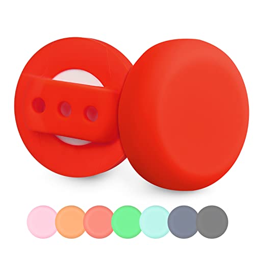 MOOGROU[2 Pack] Airtag Cat Collar Holder,Premium Apple Air Tag Protective Case Anti-Lost for GPS Tracker,Silicone Airtag Dog Collar Holder Pet Loops,Waterproof Air tag. Dog Collar Holder Red