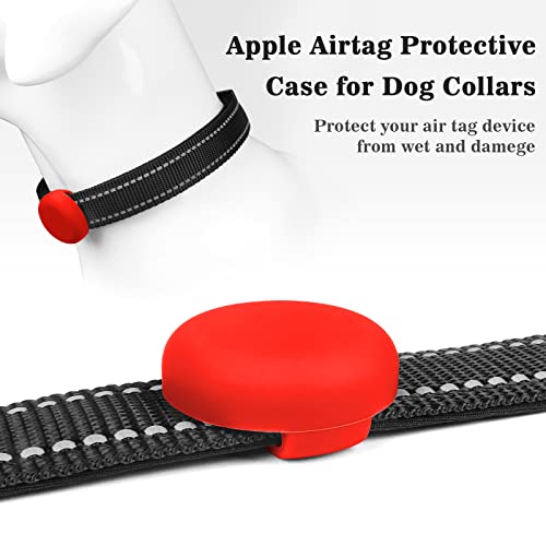 MOOGROU[2 Pack] Airtag Cat Collar Holder,Premium Apple Air Tag Protective Case Anti-Lost for GPS Tracker,Silicone Airtag Dog Collar Holder Pet Loops,Waterproof Air tag. Dog Collar Holder Red
