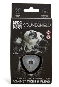 max & molly pest prevention for dogs & puppies of any size, shield tag for dog collar, safe and easy pet defense through soundshield ultrasonic tech (black)