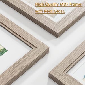 Povrgive Picture Frames Set of 10 Wood Grain, Bulk MDF Frames for 8x10, 5x7, 4x6 Photos Real Glass for Wall or Tabletop