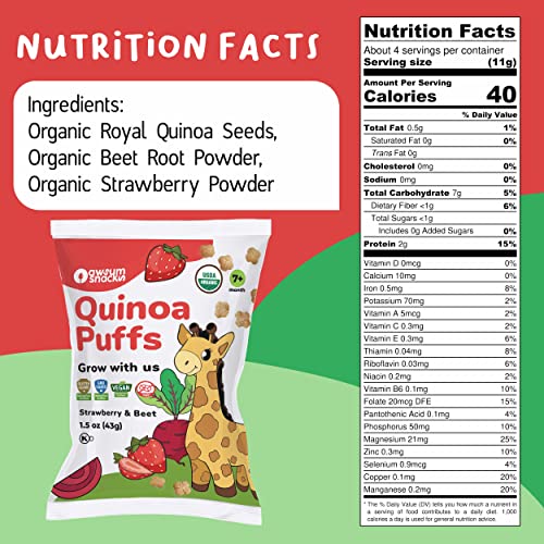 Awsum Snacks Variety Baby Puffs - Happy Healthy Baby Snack - Natural Plant Based Puffed Snacks - Certified USDA Organic Kosher Non GMO Gluten Free Vegan - No Added Sugar - Non-Allergy (12 1.5oz bags)