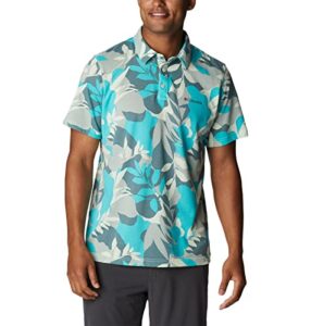 columbia men's thistletown hills polo, ice green floriated, small