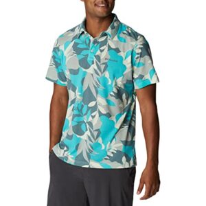 Columbia Men's Thistletown Hills Polo, Ice Green Floriated, Small