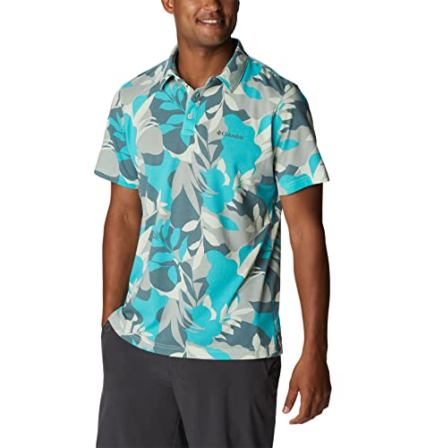 Columbia Men's Thistletown Hills Polo, Ice Green Floriated, Small