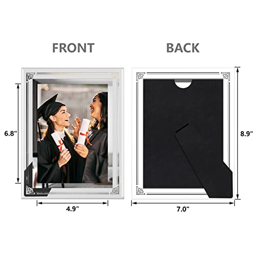 HORLIMER 5x7 Picture Frame Set of 2, Glass Photo Frame 5 by 7 for Tabletop, Horizontally or Vertically