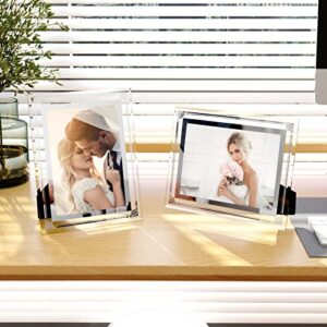 HORLIMER 5x7 Picture Frame Set of 2, Glass Photo Frame 5 by 7 for Tabletop, Horizontally or Vertically