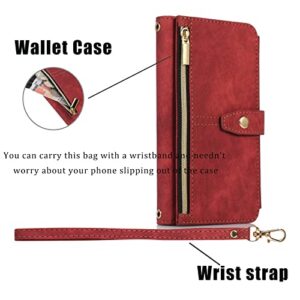 ZCDAYE Wallet Case iPhone 11(6.1 inches), iPhone 11 Phone Case with Strap, Premium Zipper (with Wristlet) Flip Leather Phone Case for iPhone 11(6.1 inches) - Red