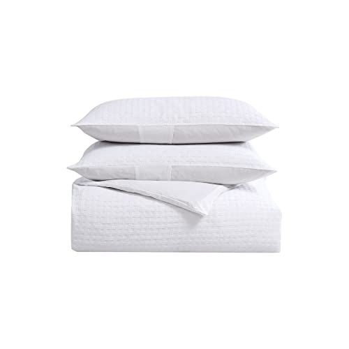 Tommy Bahama - King Duvet Cover Set, Soft Cotton Bedding with Button Closure, Includes Matching Shams (Basketweave White, King)