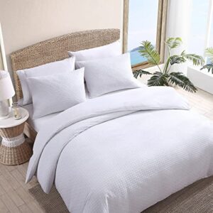 Tommy Bahama - King Duvet Cover Set, Soft Cotton Bedding with Button Closure, Includes Matching Shams (Basketweave White, King)