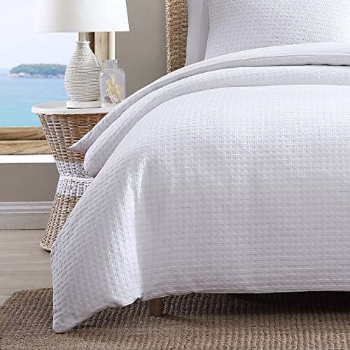 Tommy Bahama - King Duvet Cover Set, Soft Cotton Bedding with Button Closure, Includes Matching Shams (Basketweave White, King)