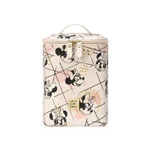 petunia pickle bottom baby cooler bag | perfect for baby bottles and snacks | insulated & reusable bottle cooler and baby holder | shimmery minnie mouse
