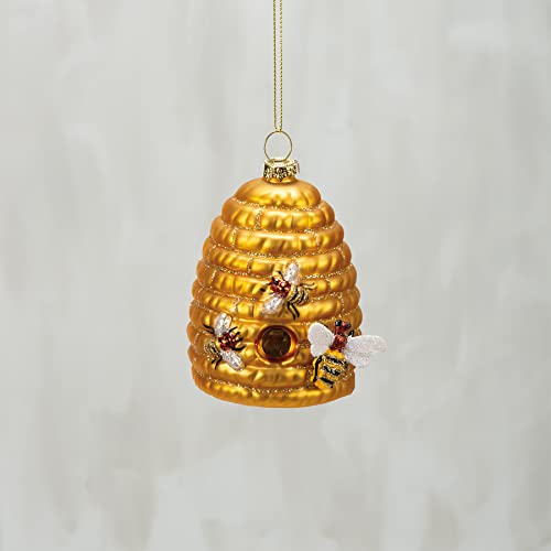 Primitives by Kathy Bee Hive Coated Glass Hanging Ornament