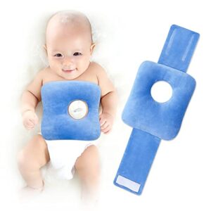 g tube tummy time pillow for baby feeding tube belt pad pillow with a hole for infant children kid adjustable hook & loop closure, blue, 25*23*2cm