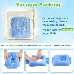 G Tube Tummy Time Pillow for Baby Feeding Tube Belt Pad Pillow with A Hole for Infant Children Kid Adjustable Hook & Loop Closure, Blue, 25*23*2cm