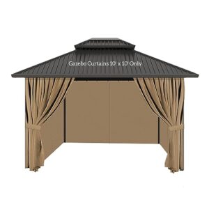 aonear gazebo privacy curtains 10' x 10' with zipper 4-panels side wall universal replacement for patio, outdoor canopy, garden and backyard (curtain only)