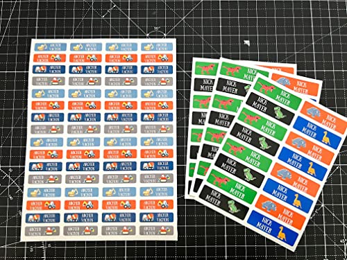 128 Custom Waterproof Dishwasher Safe Kid Name Labels for Daycare, School Supply, Baby Bottles, Lunch Boxes and Cups, Travel. Cute Personalized Design Name Stickers (Pattern 10)