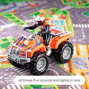 Motorized ATV Vehicle with Lights & Sounds, Battery Powered Toy Quad Bike, Monster Trucks for Boys and Girls Ages 3+