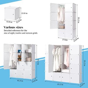 BRIAN & DANY Portable Wardrobe Closet for Hanging Clothes, Bedroom Armoire with Doors, Modular Cabinet for Space Saving, Ideal Storage Organizer Cube for Books, Toys, Towels (12-Cube), White