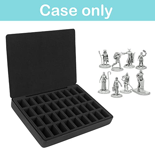 Minahao Hard EVA Minature Figure Box - 36 Slot Figurine Carrying Case,Pre-grooved Foam Layer Compatible with Warhammer 40k, DND & All Small Based Miniatures (Case Only)