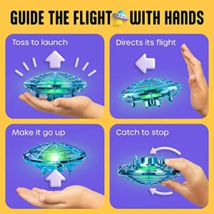 Atlasonix UFO Mini Hand Drone for Kids - Drone Home Game, Hand Controlled Drone, Motion Sensor Flying Toy For Indoor Play - Kids Drone For Boys & Girls - Blue