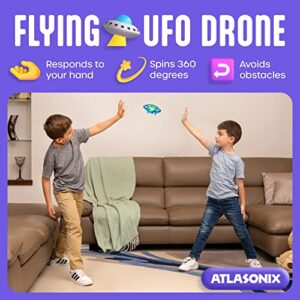 Atlasonix UFO Mini Hand Drone for Kids - Drone Home Game, Hand Controlled Drone, Motion Sensor Flying Toy For Indoor Play - Kids Drone For Boys & Girls - Blue