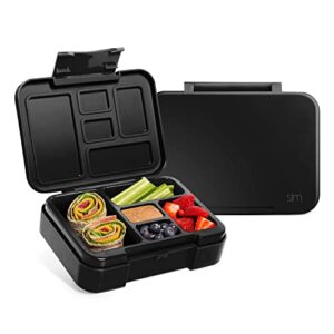 simple modern bento lunch box for kids | bpa free, leakproof, dishwasher safe | lunch container for boys, toddlers | porter collection | 5 compartments | midnight black